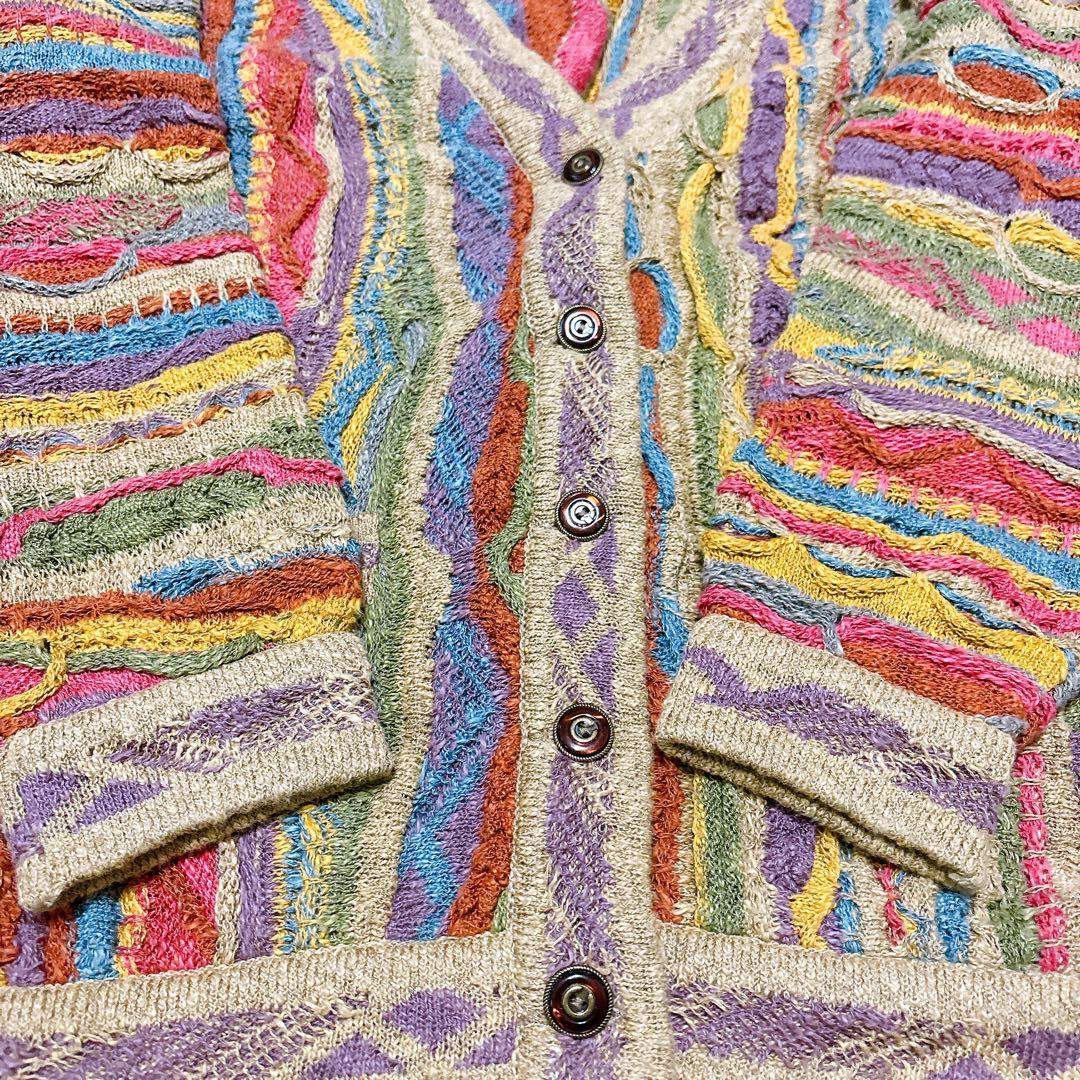 S*a様 90s COOGI クージー 立体編 カーディガン マルチカラー オー