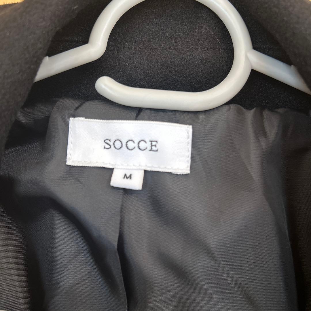 SOCCE オーバーサイズ2way ハイネックメルトンロングコート M ブラック