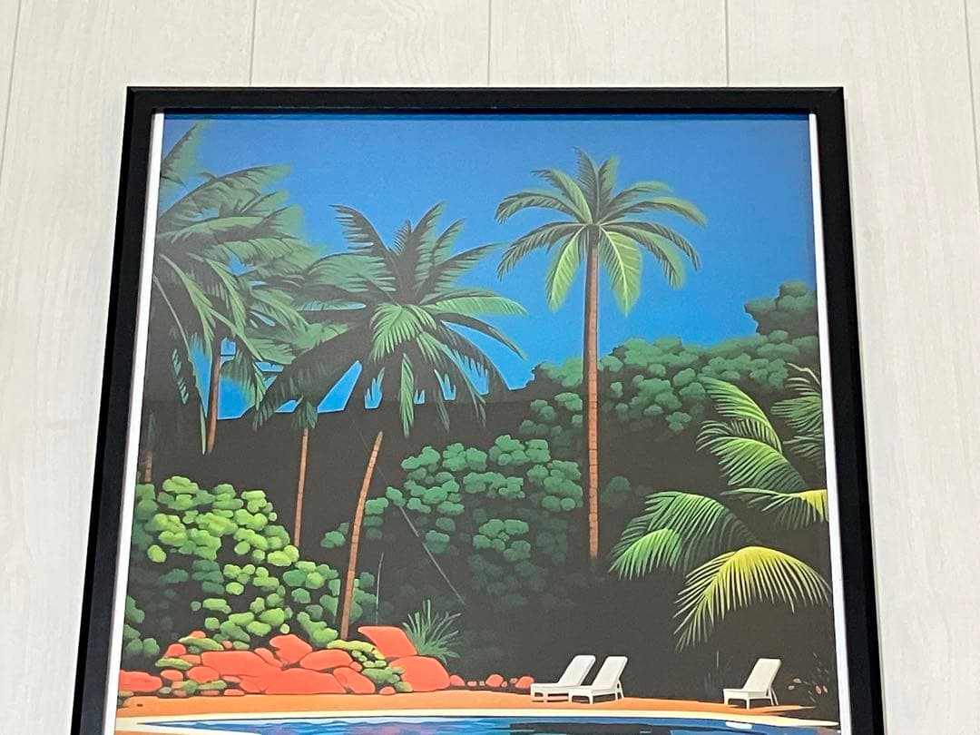 【額縁付き】 永井博（Hiroshi Nagai） A2ポスター　プール