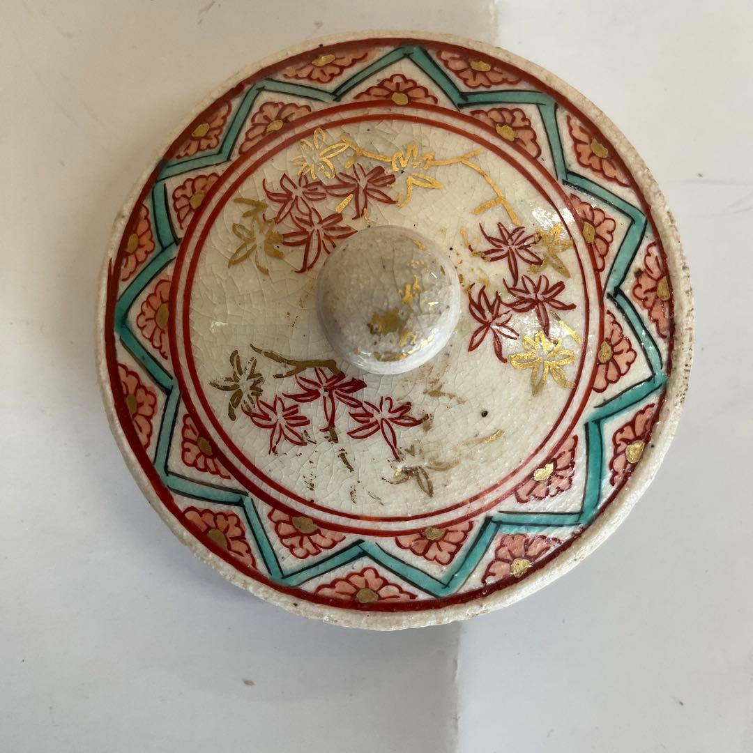 薩摩焼　金蘭手四君子草花文急須　明治時代頃　名品