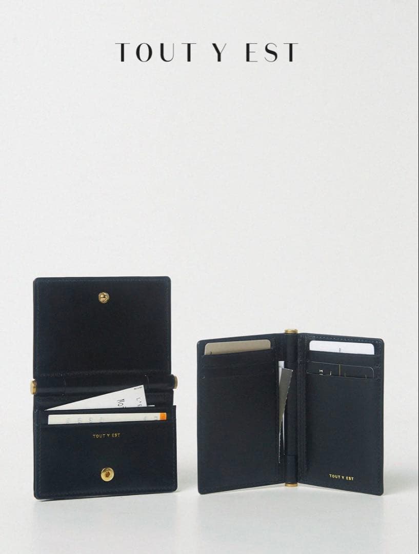 TOUT Y EST トゥティエ　ポメル名刺入れ　ブラック　カードケース　革　黒