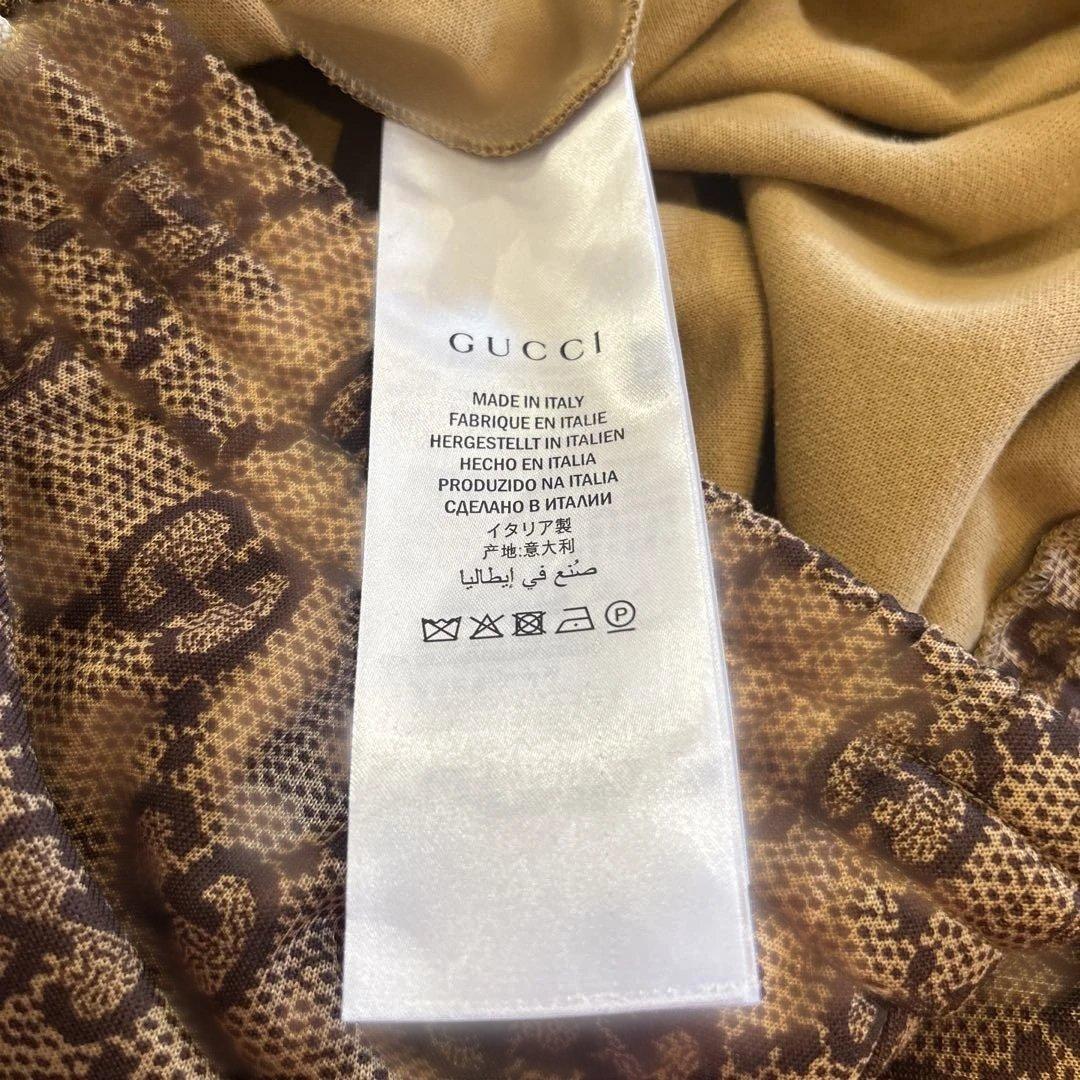 GUCCI ロゴプリント フレアスカート ブラウン