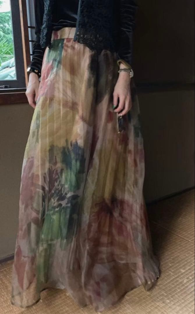【AMERI】UND WILLOW PAINT PLEATS SKIRT