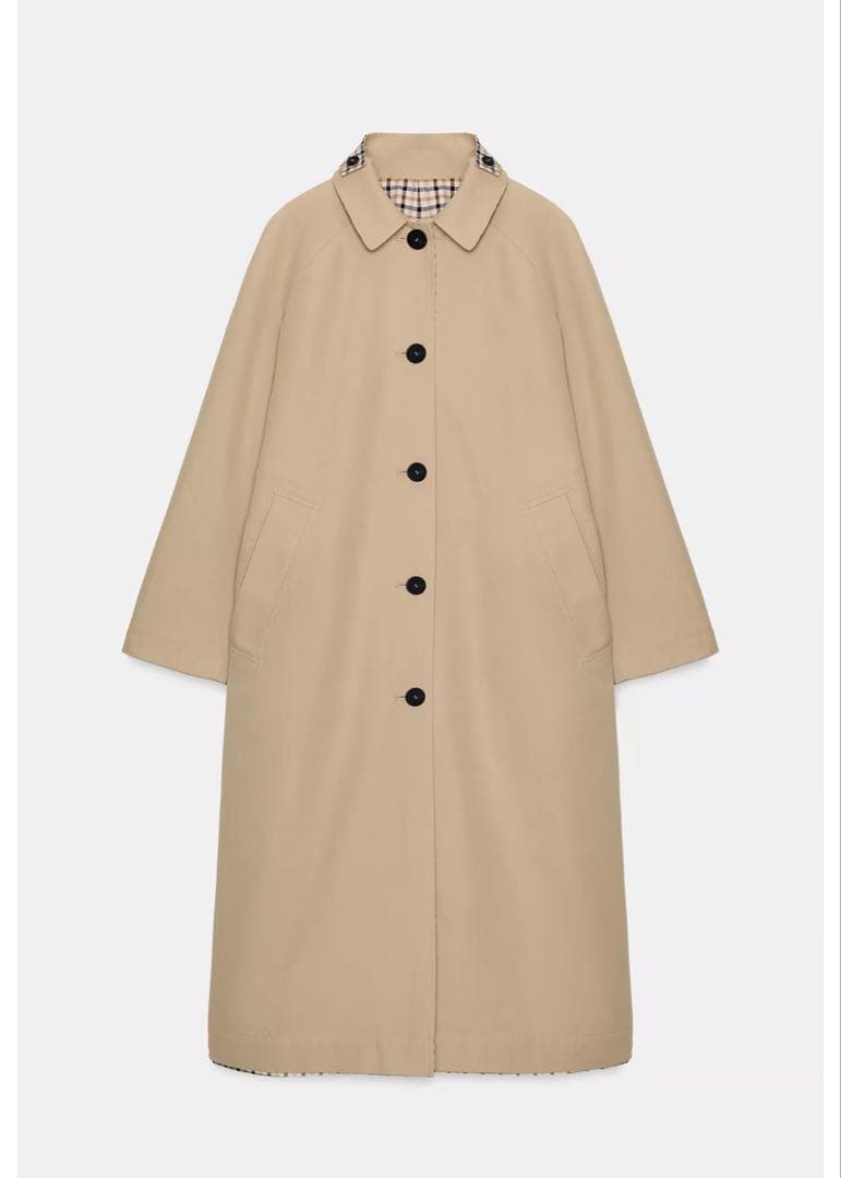 【新品未使用・完売】ZARA リバーシブルチェック柄トレンチコート　Mサイズ