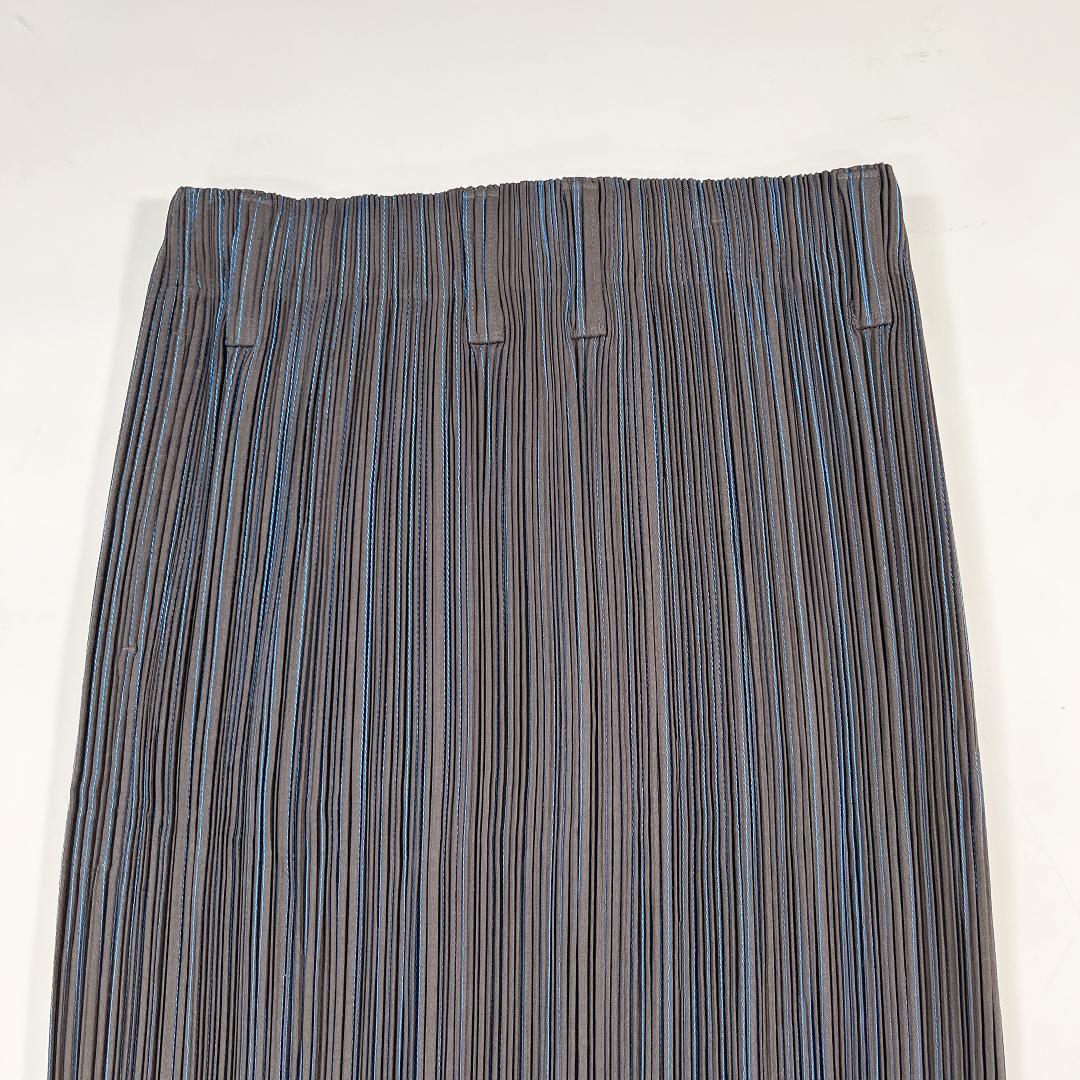 美品 ISSEY MIYAKE プリーツ ロングスカート M 黒 ストライプ