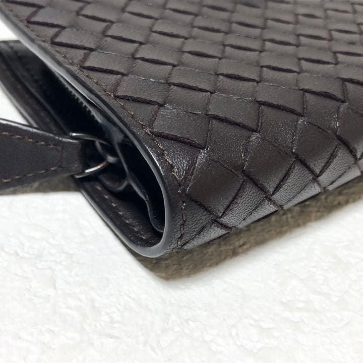 ボッテガヴェネタ　超美品　イントレチャート　レザー　がま口折り財布　ブラウン