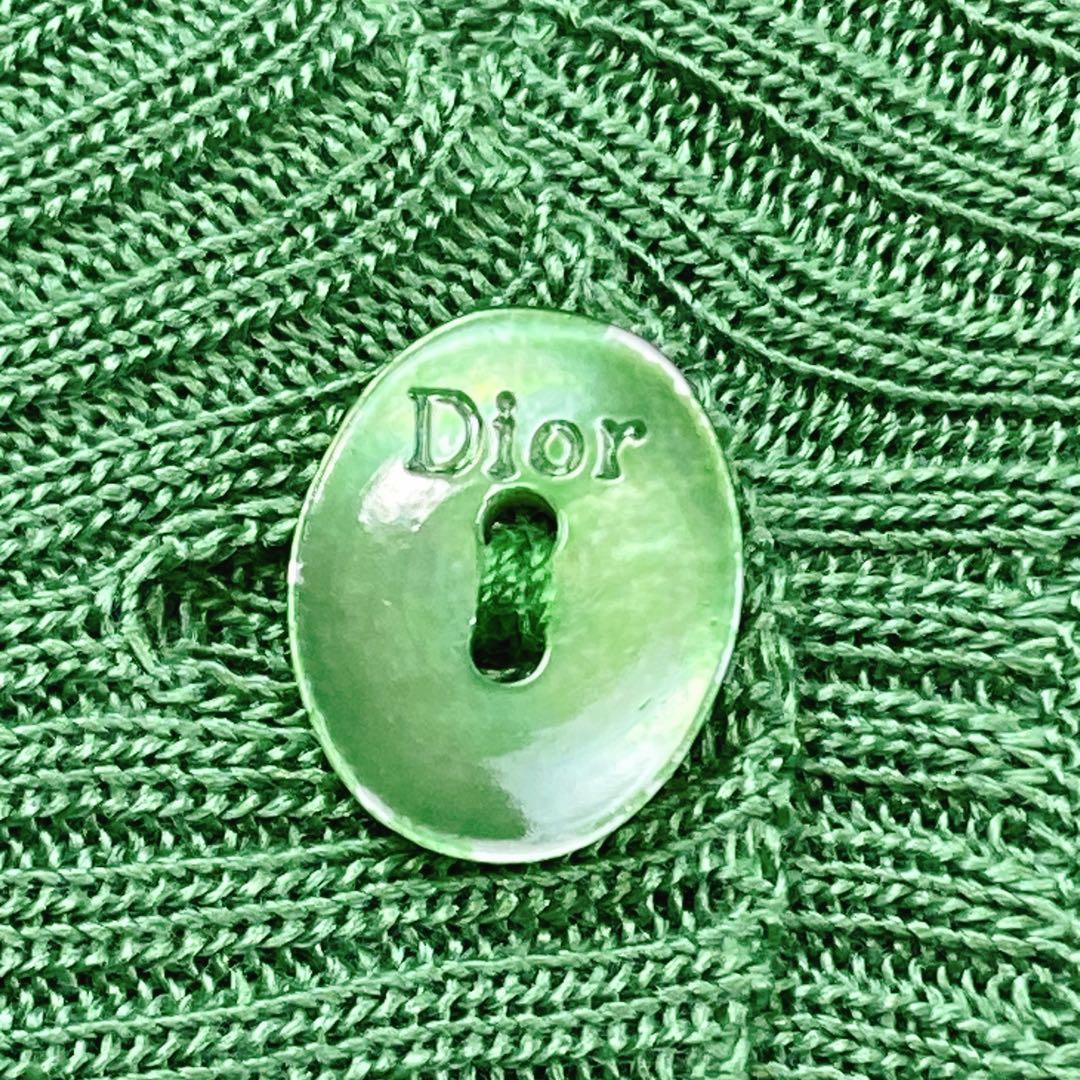 美品 Dior ガリアーノ期 シルク100 リボン カーディガン グリーン