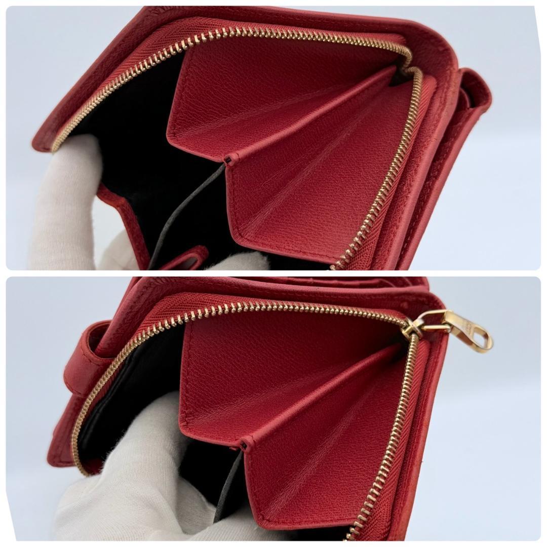 LOEWE　ロエベ　アナグラム　アマソナ　ロゴ　二つ折り財布　レッド　赤