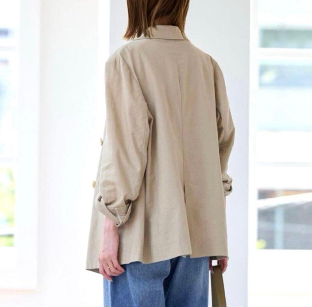 SLOBE IENA リネンコットン ダブルブレスト ジャケット ページュ