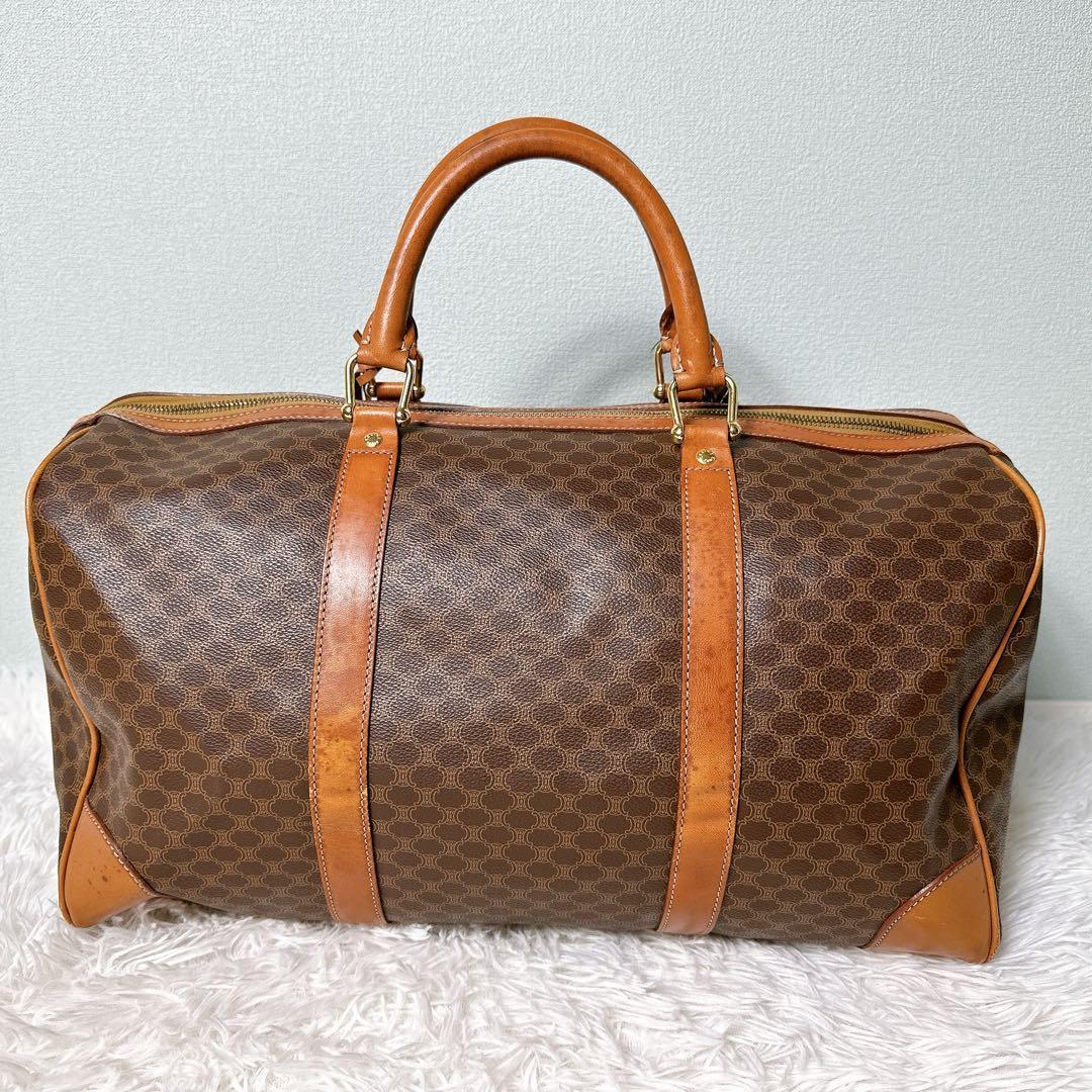 美品✨CELINE ボストンバック 大容量 マカダム柄 トリオンフ 鍵付き 旅行