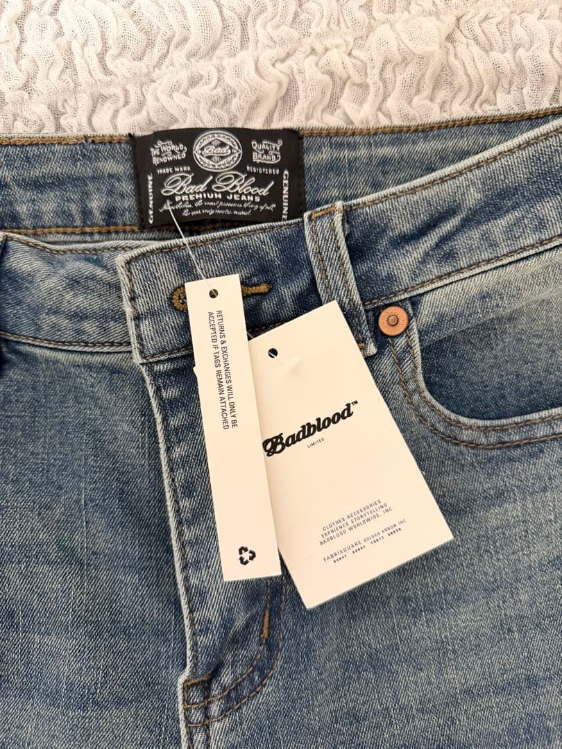 BADBLOOD ローライズブーツカットジーンズ ミッドブルー
