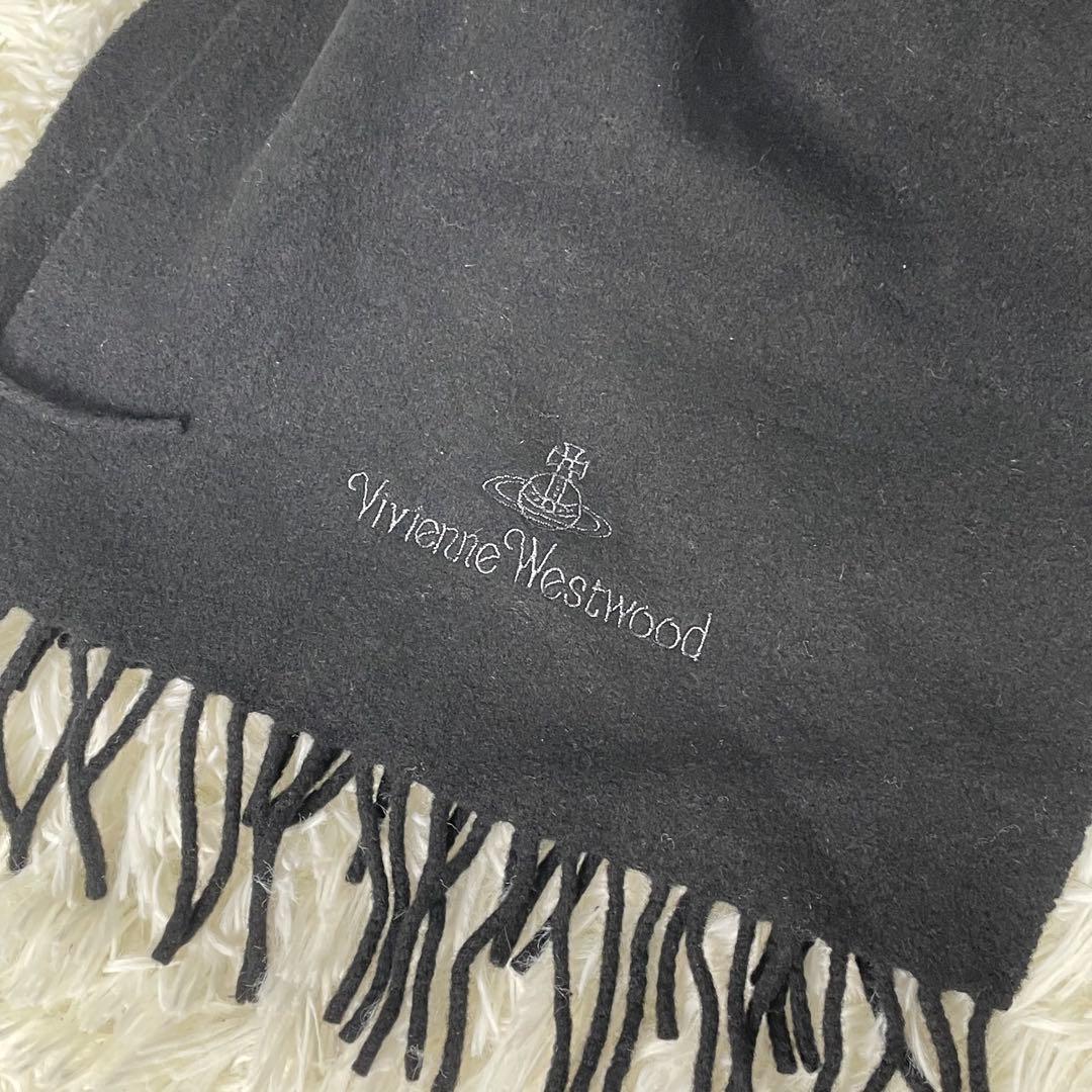 Vivienne Westwood マフラー 黒 ヴィヴィアン オーブ ウール