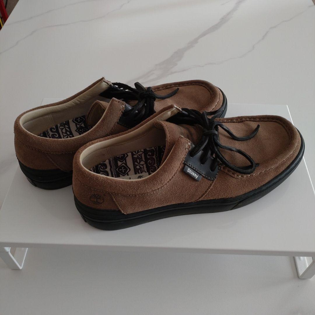 STUSSY✕ティンバーランド ブラウン スエード モカシンデッキシューズ