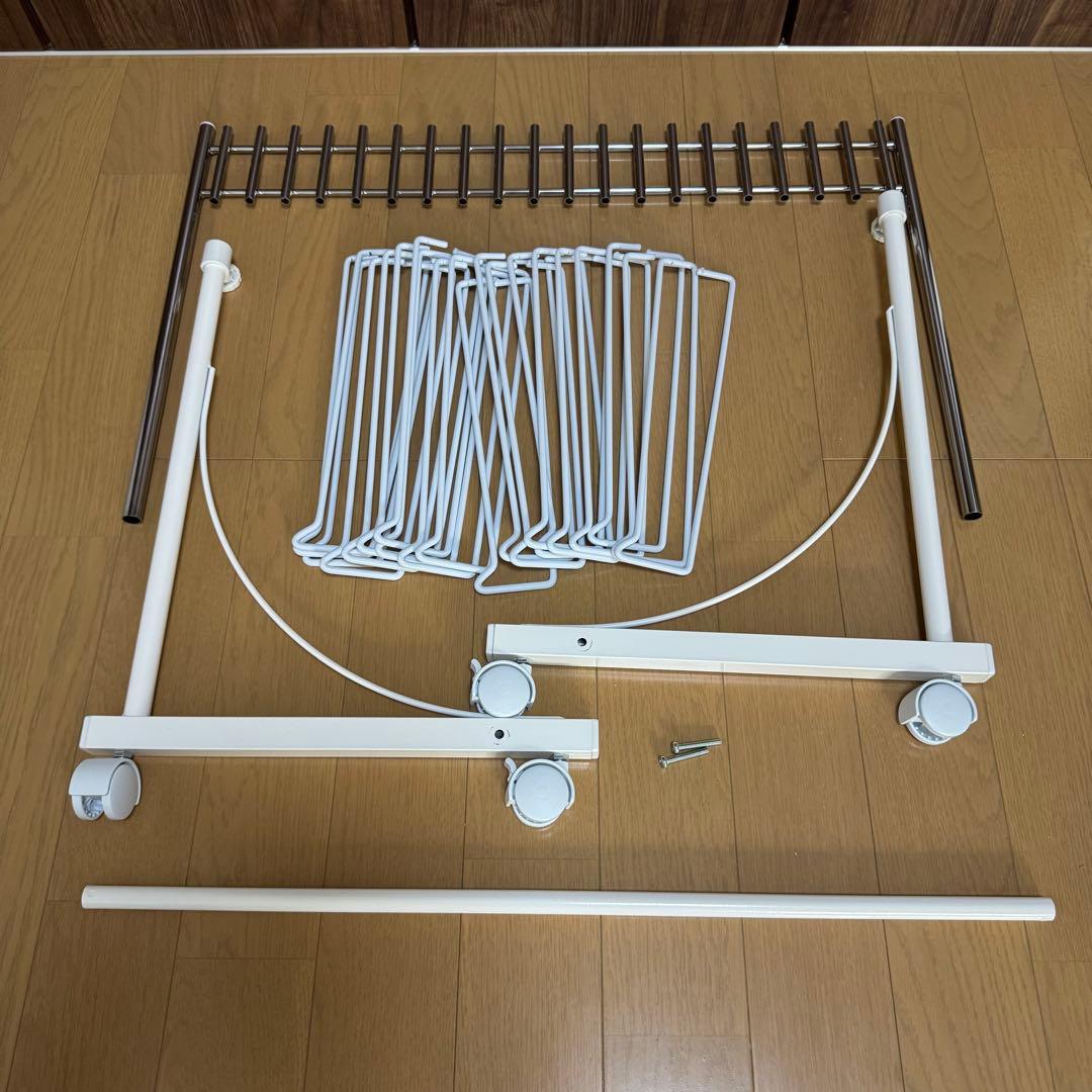【美品】足立製作所 滑らない スラックスハンガー 20本掛け ホワイトA 日本製