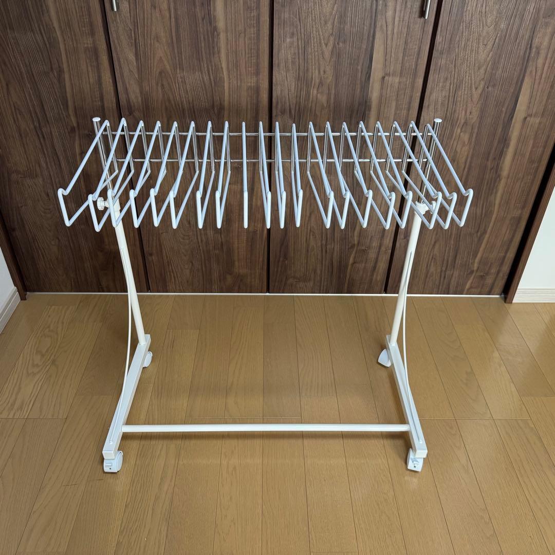 【美品】足立製作所 滑らない スラックスハンガー 20本掛け ホワイトA 日本製
