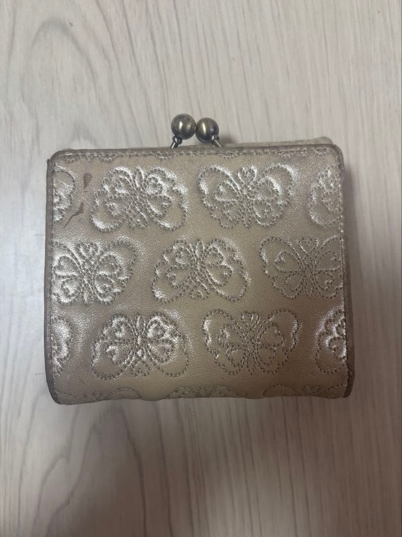 ANNA SUI アナスイ　3つ折り財布　蝶々　ゴールド　金　アンティーク