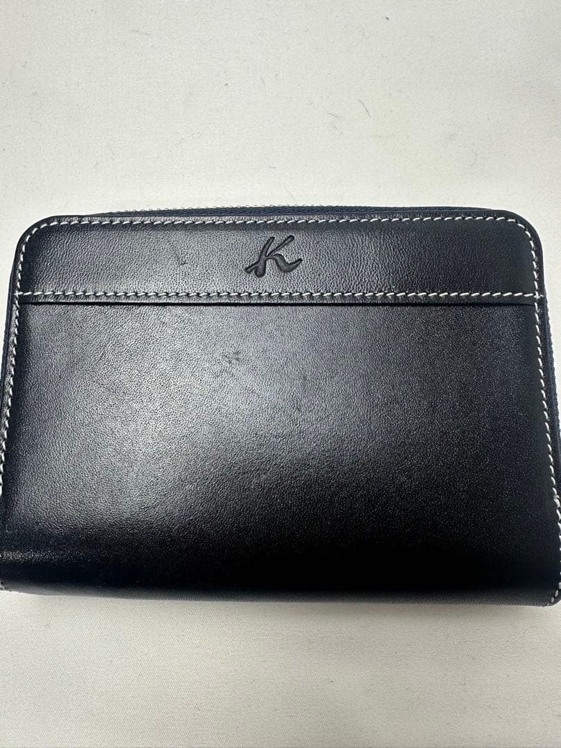 【未使用に近い/箱付】Kitamura キタムラ 二つ折り財布 レザー 黒