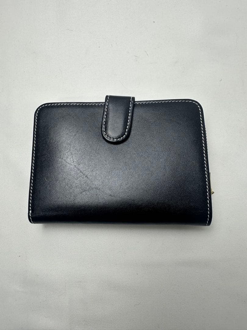 【未使用に近い/箱付】Kitamura キタムラ 二つ折り財布 レザー 黒