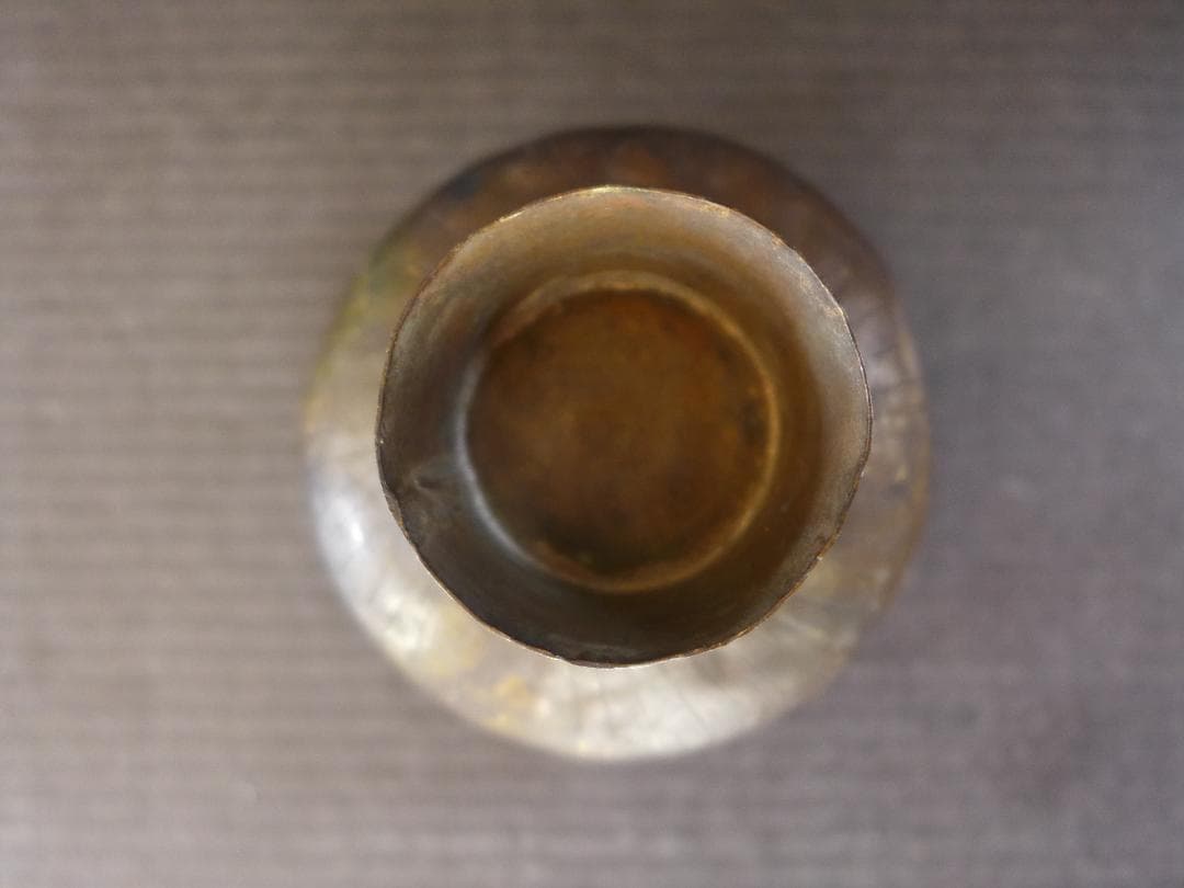 時代物　江戸期　黄銅製高杯　お歯黒道具・嫁入り道具　表面打刻模様入　金工品　骨董