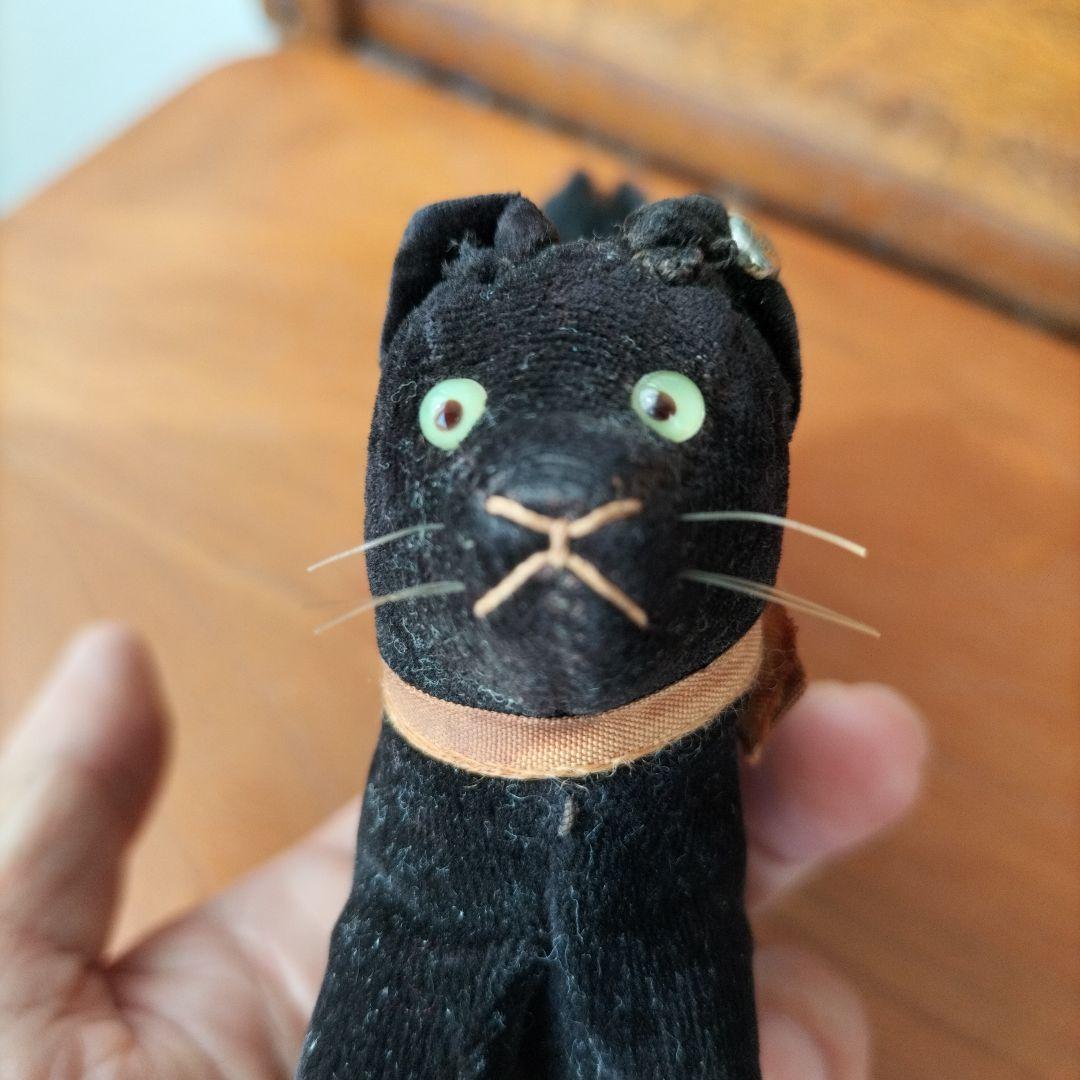 ビンテージ　シュタイフ　トム　キャット　黒猫　別珍製　高さ１０cm　③