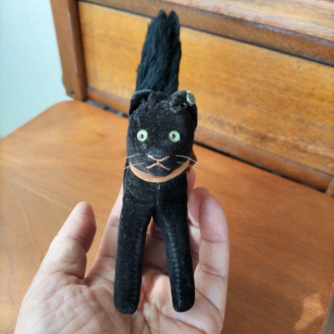 ビンテージ　シュタイフ　トム　キャット　黒猫　別珍製　高さ１０cm　③