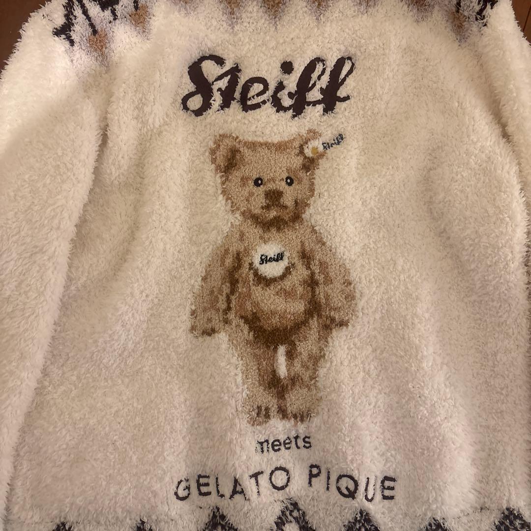 ジェラートピケSteiff テディベアプリント ルームウェア　カーディガン