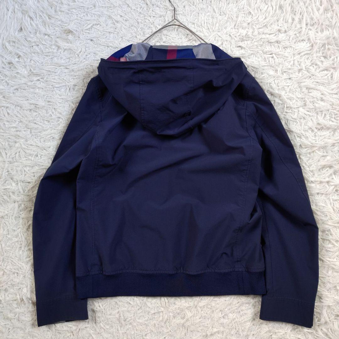 BLACK LABEL　フーデットパーカー　ブラックチェック　ロゴ　ネイビー