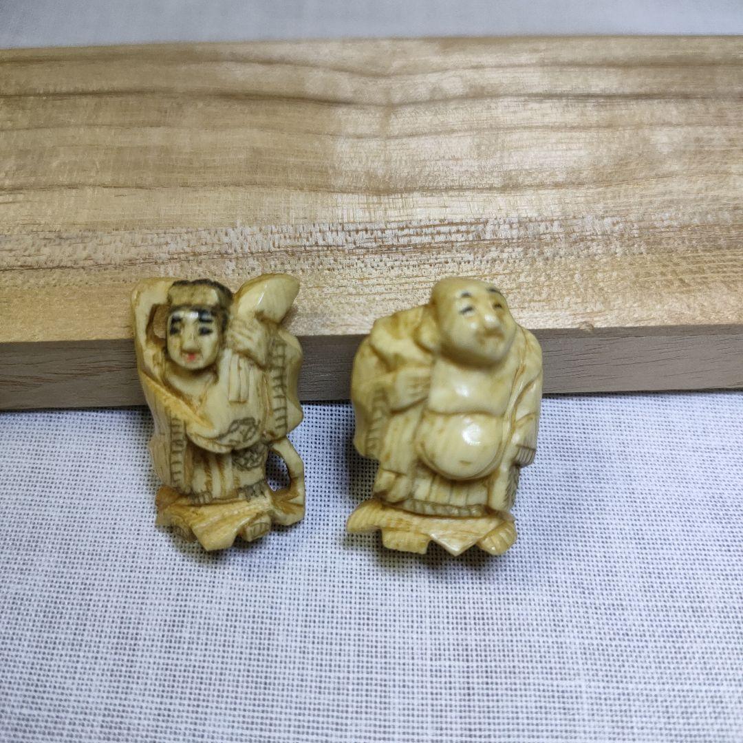 値下げ　象牙色の七福神彫刻 7体セット　 中国骨董　アンティーク