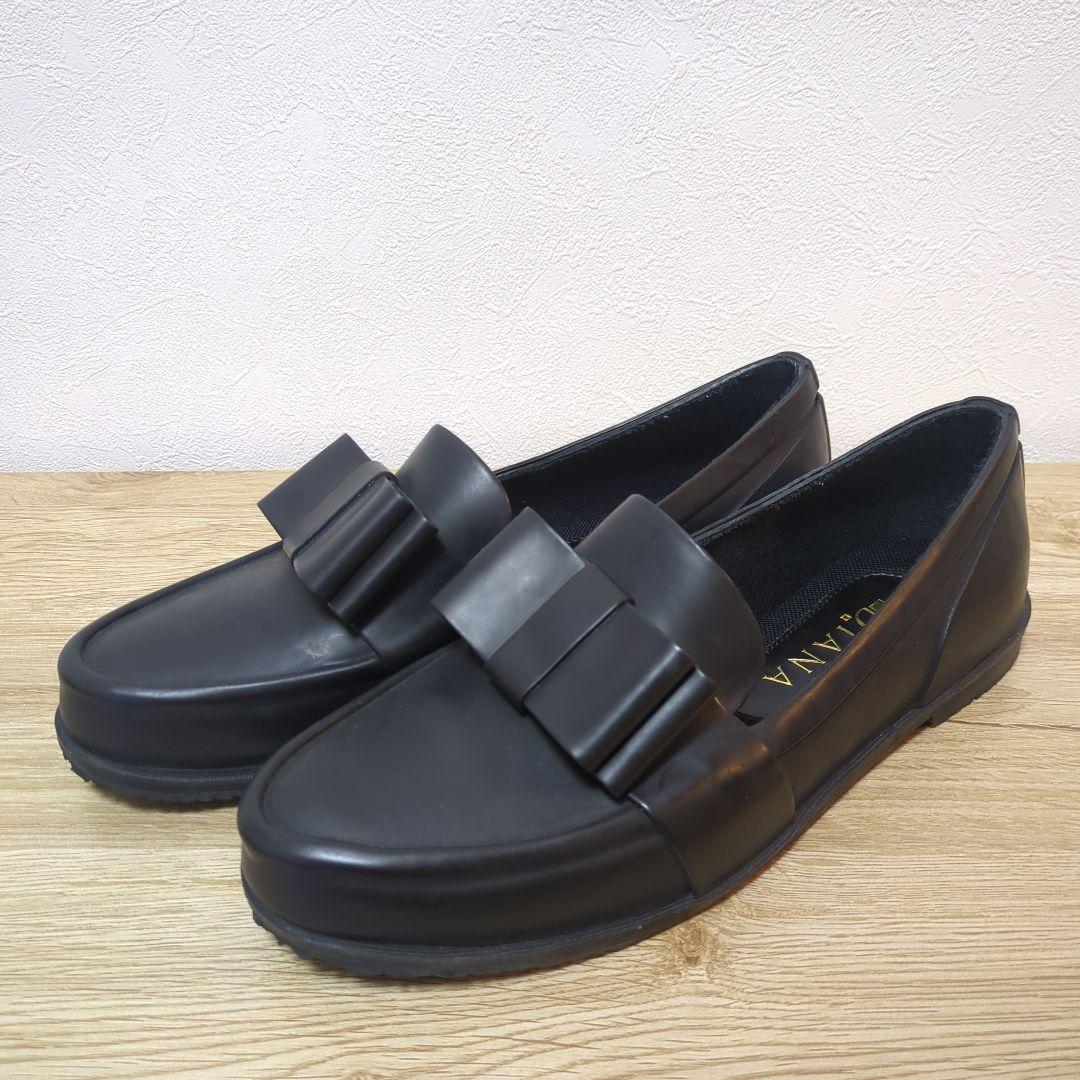 美品　DIANA ダイアナ ラバー スリッポン 黒パンプス レインシューズ　24