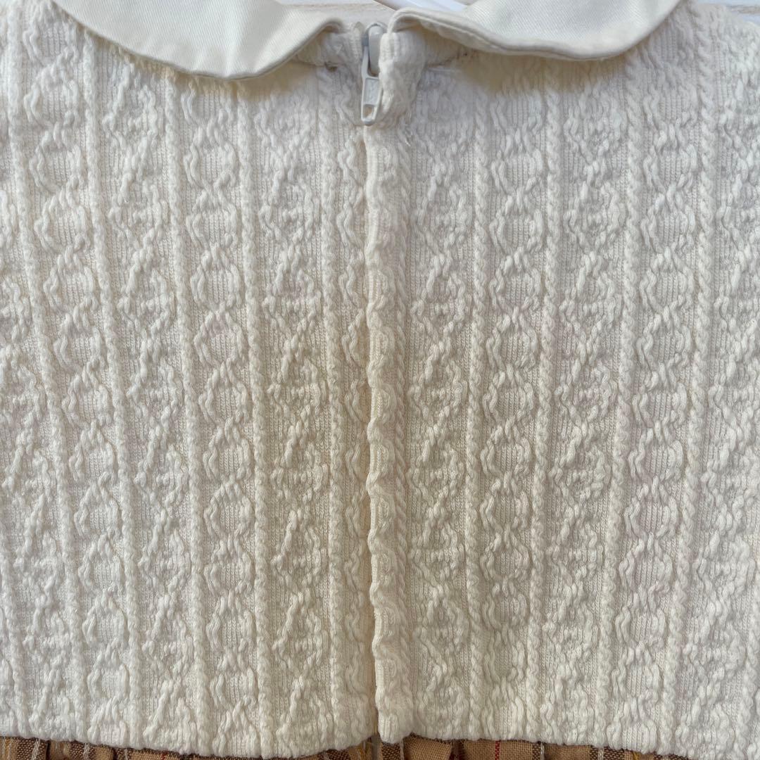 【専用】ミキハウス　クマ刺繍　チェック柄ワンピース 80