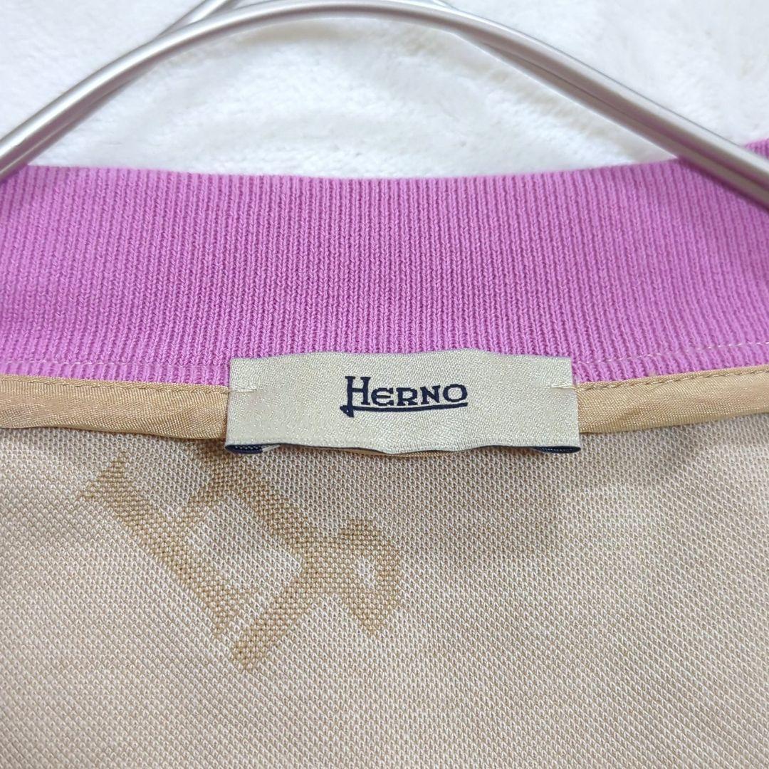 極美品 40 HERNO 近年モデル 総ロゴ モノグラム カーディガン ピンク