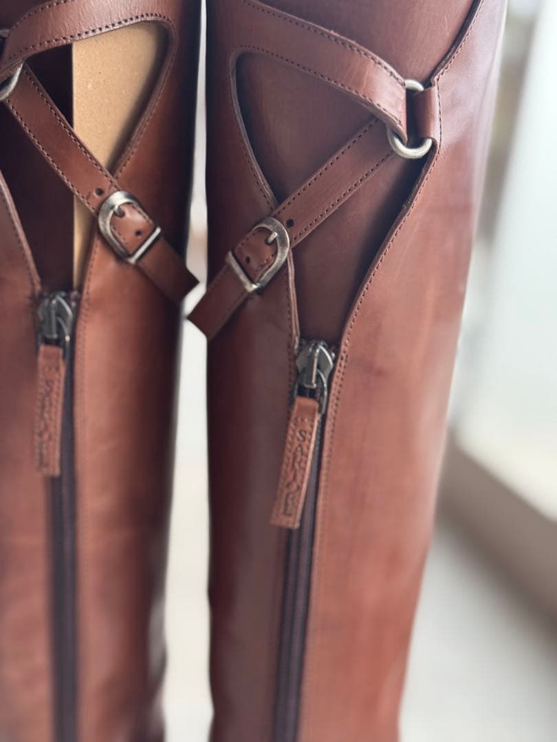 SARTORE サルトル ロングブーツ レザー ジョッキー バックベルト