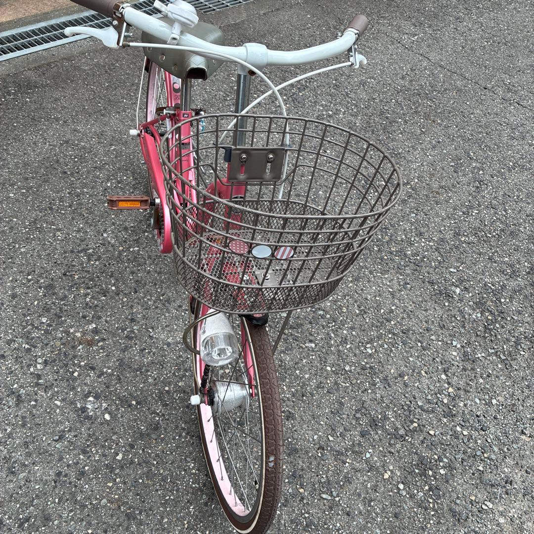 子供用自転車 ドット柄ピンク オートライト付