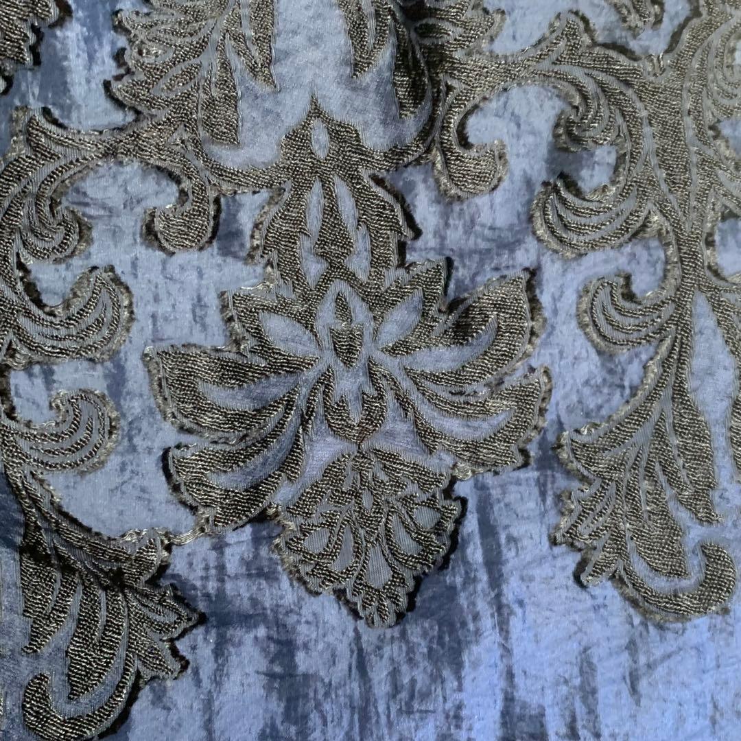 【Comme ca Mature】総刺繍 ギャザー ロングスカート ネイビー F