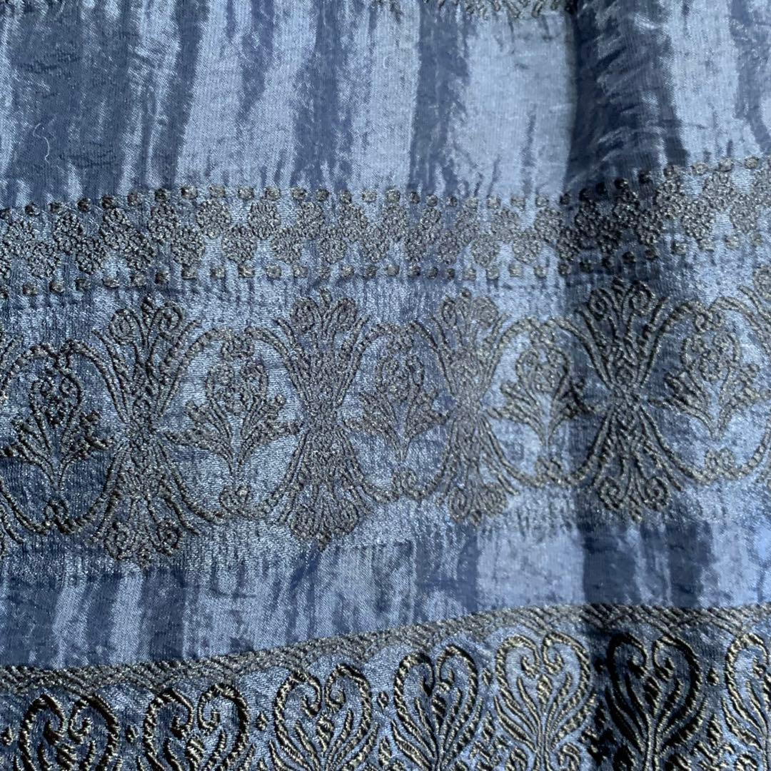 【Comme ca Mature】総刺繍 ギャザー ロングスカート ネイビー F