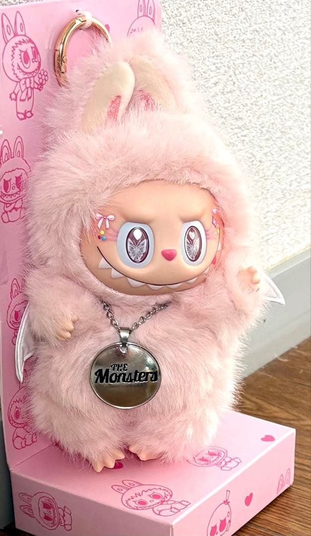 Zimomoジモモ　ピンク　ANGEL ふわふわぬいぐるみ　ホワイト羽