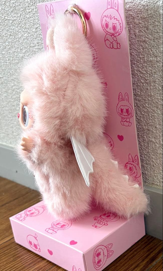 Zimomoジモモ　ピンク　ANGEL ふわふわぬいぐるみ　ホワイト羽