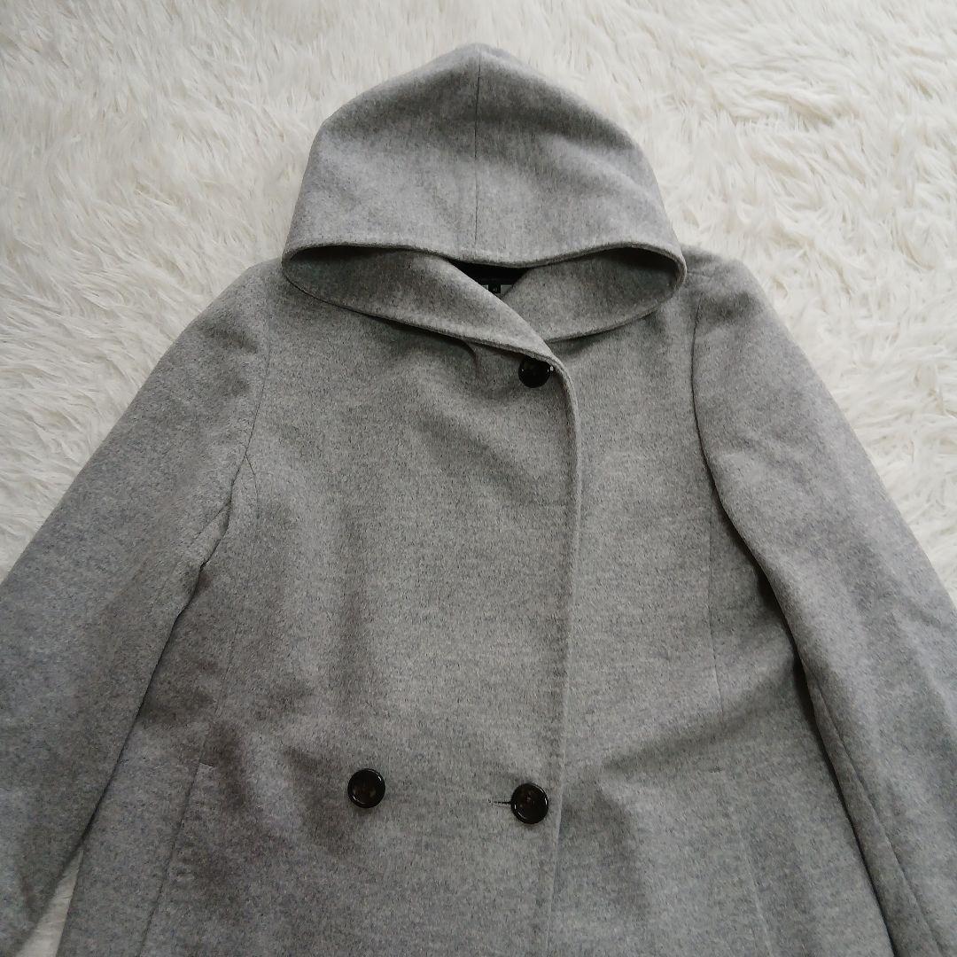 【美品】【23区】ウールアンゴラビーバー　フーデッド　コート グレー