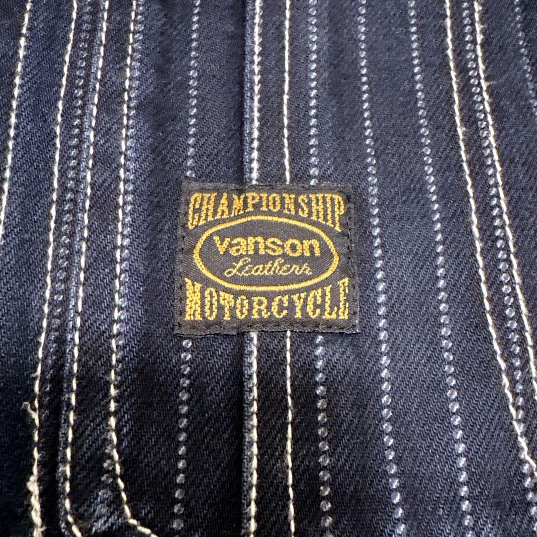 【美品】VANSON（バンソン） レイルロードジャケットMサイズ ネイビー刺繍