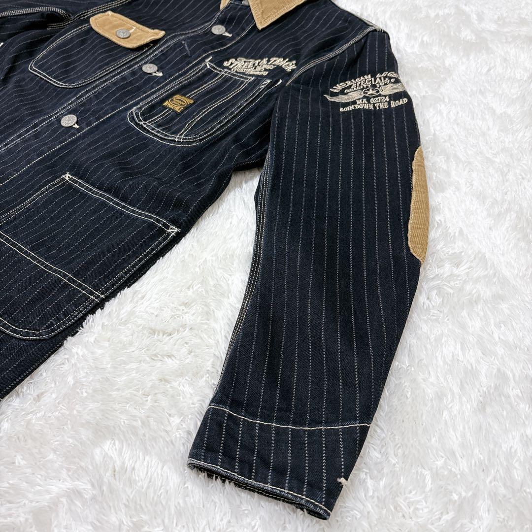 【美品】VANSON（バンソン） レイルロードジャケットMサイズ ネイビー刺繍