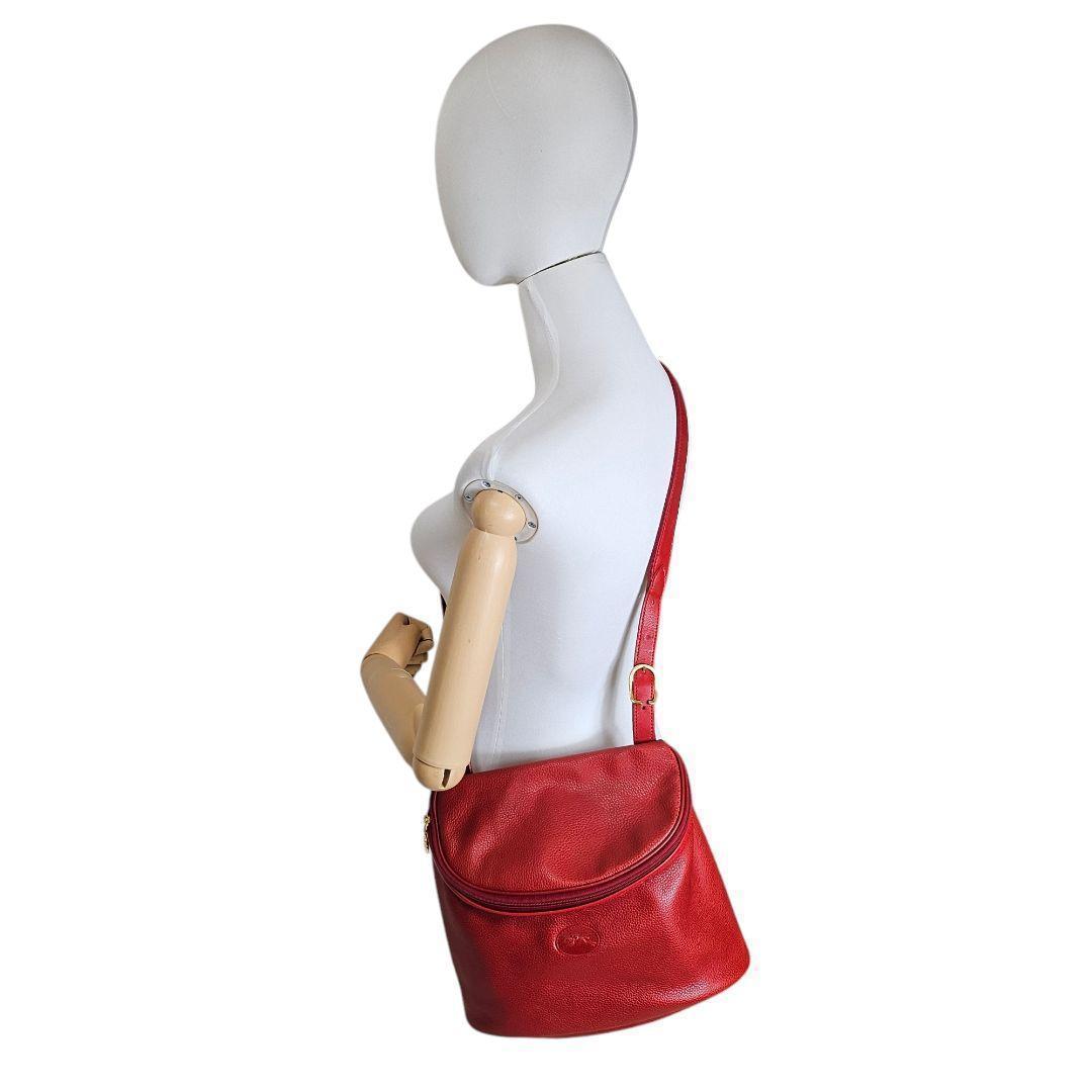 美品　ロンシャン　オールレザー　ボディバッグ　ワンショルダー　レッド