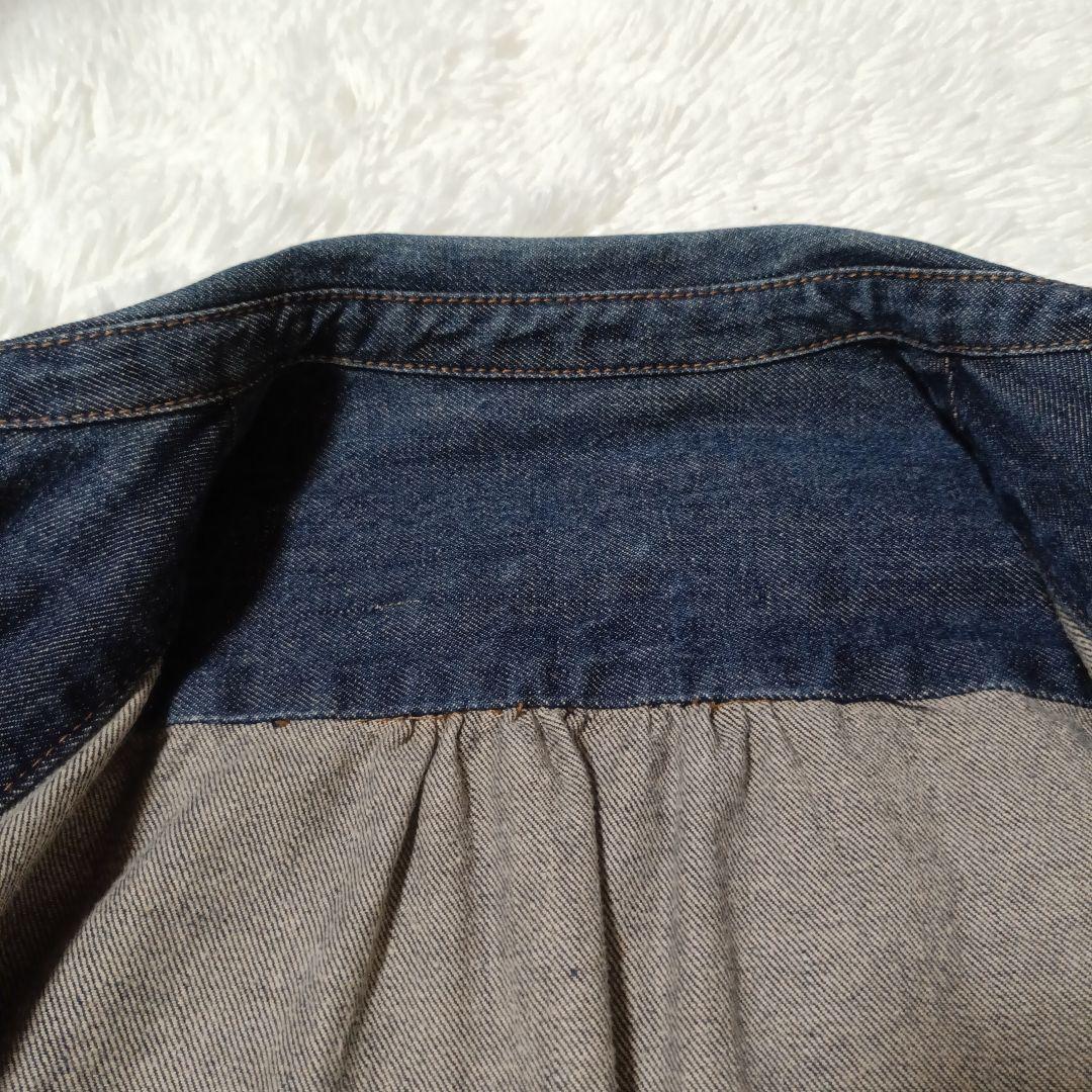 【EVISU】花刺繍 カモメ 厚手デニムワンピース サイズ34 エヴィス