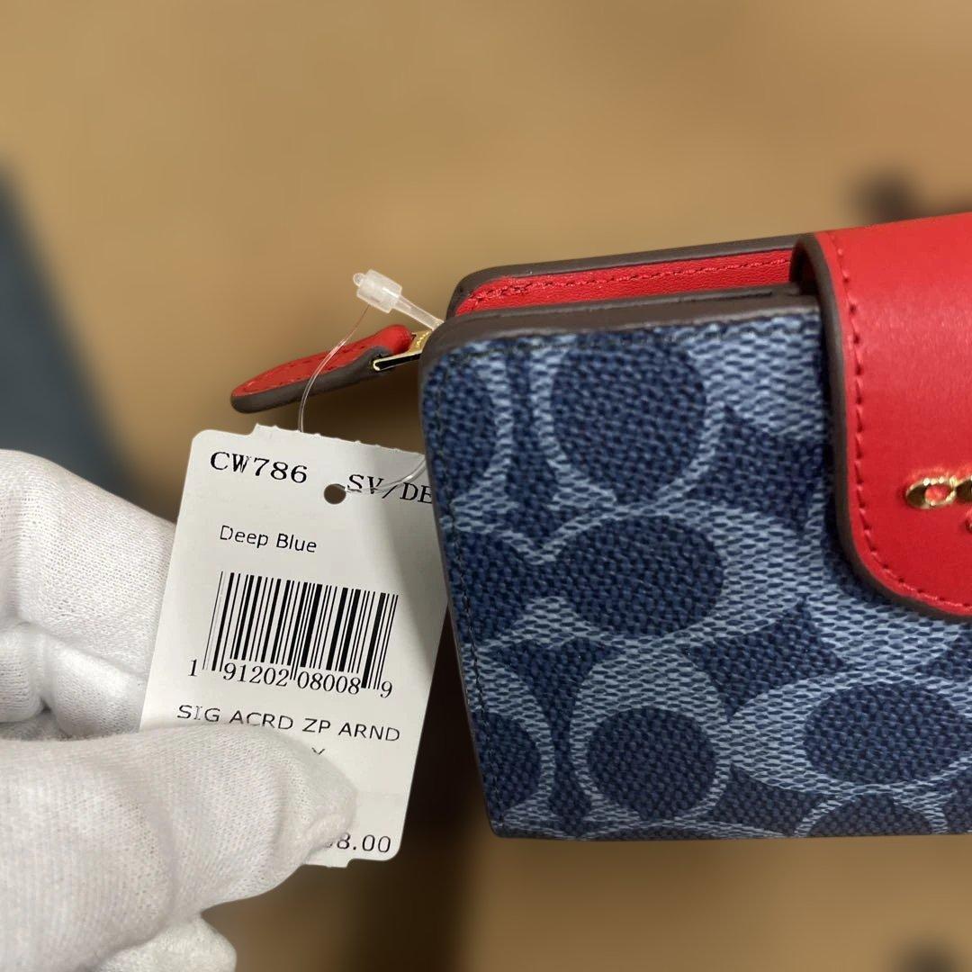 COACH 二つ折り財布 ディープブルー CW786