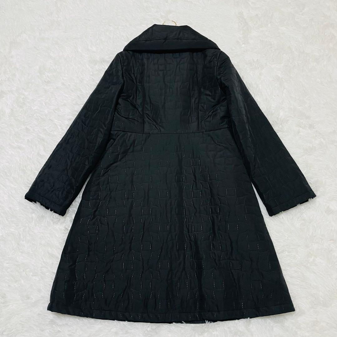 【大きいサイズ】ホコモモラ キルティングコート XL 裏ボア ロング ブラック