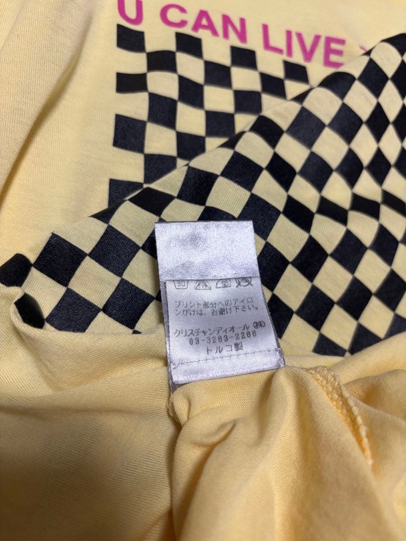 06 ディオールオム　チェッカーフラッグ　Tシャツ　イエロー　xs