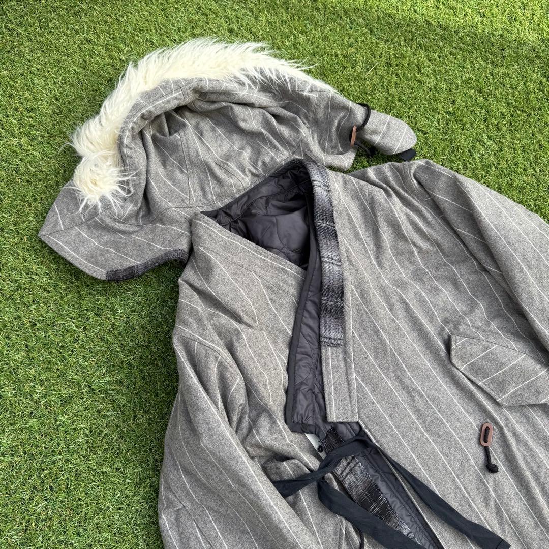 ジャケット・アウター 188 KHOKI M51 Patchwork Coat Gray Stripe