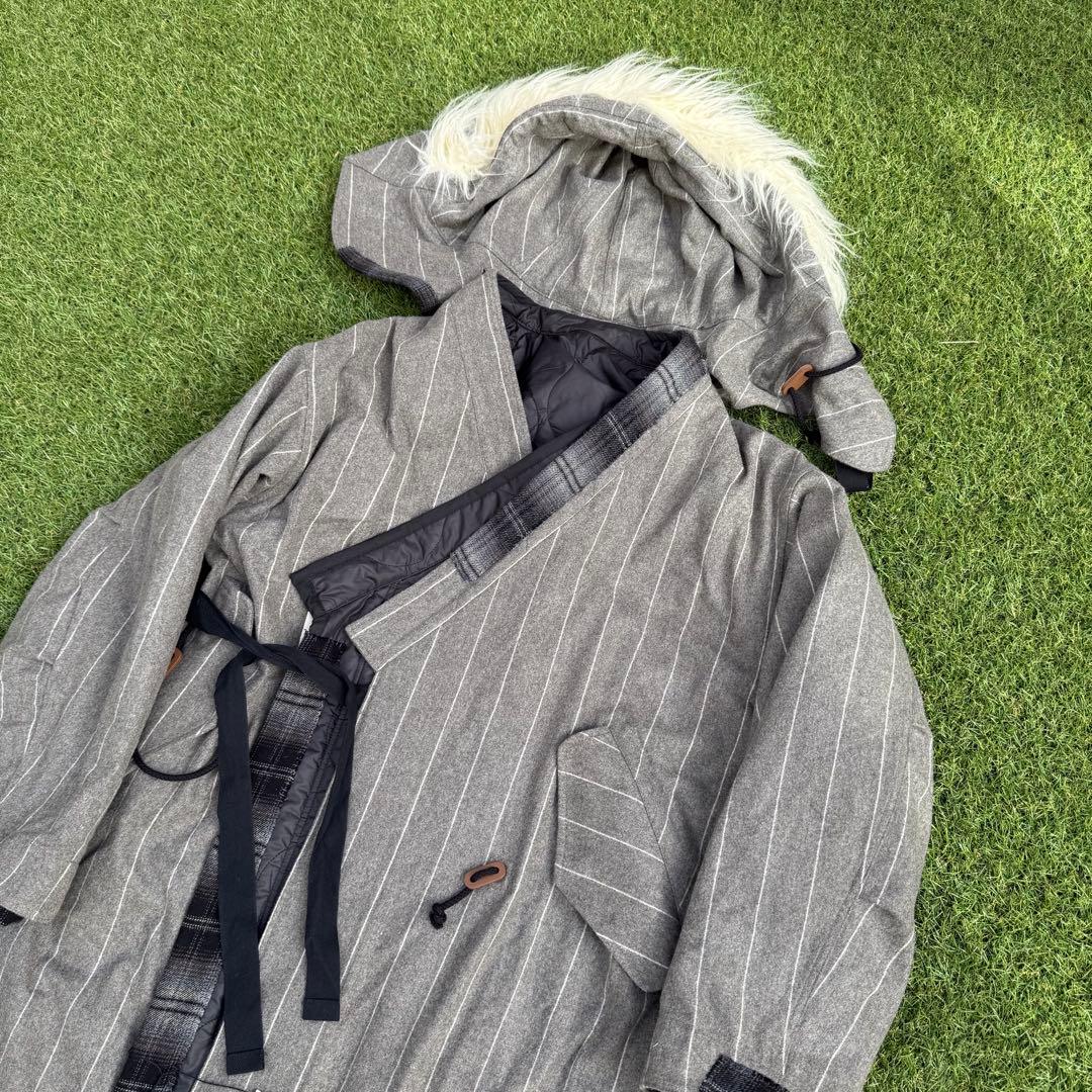 ジャケット・アウター 188 KHOKI M51 Patchwork Coat Gray Stripe