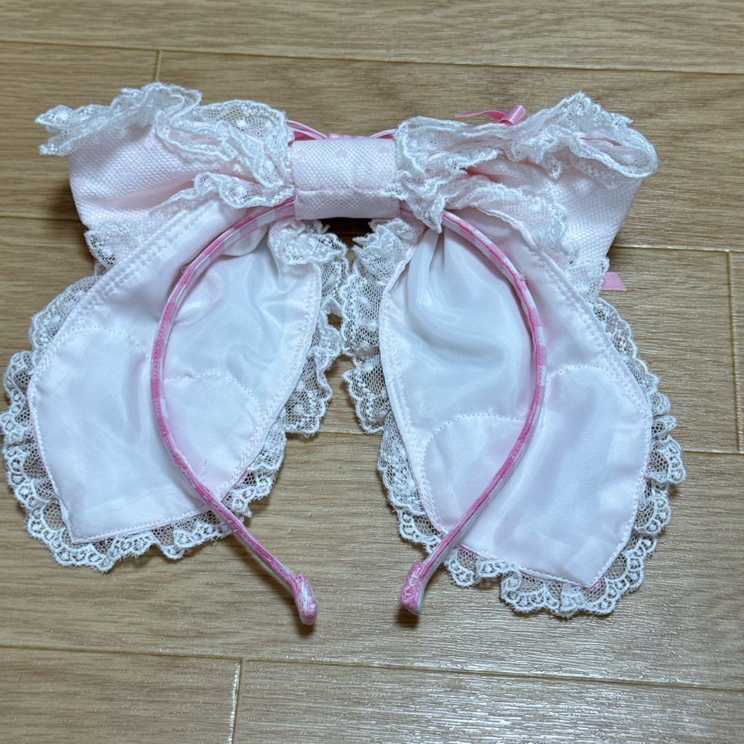 【人気レア品】AP ギンガムHeartプチリボンカチューシャ ピンク