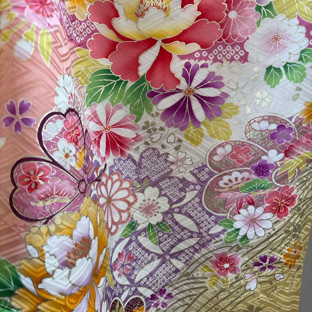 正絹振袖フルセット 淡い華やかな色 花柄 金彩 成人式にも！！ピンク 黄