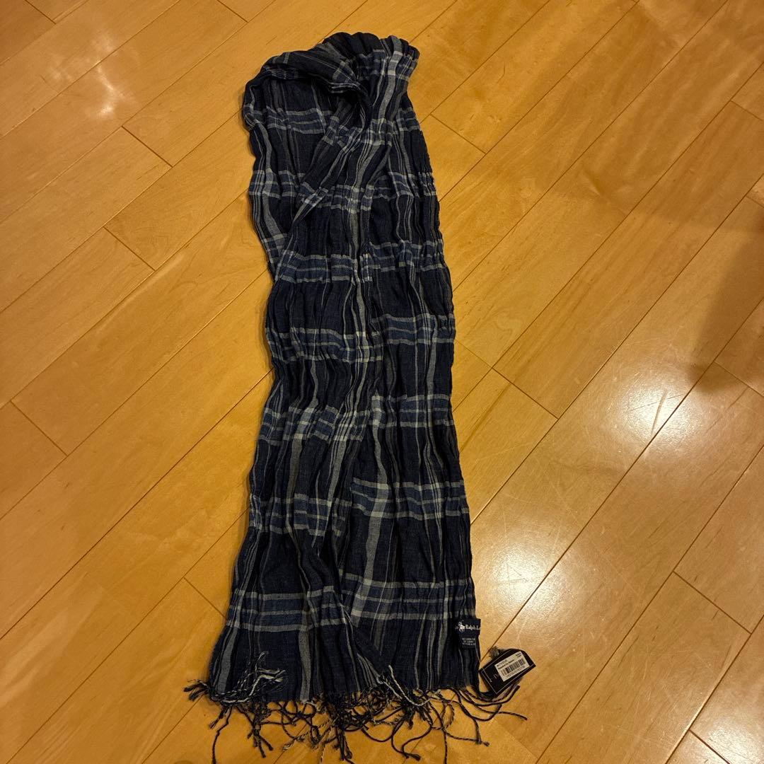 新品Polo Ralph Laurenネイビーチェックストール キムタク着私物